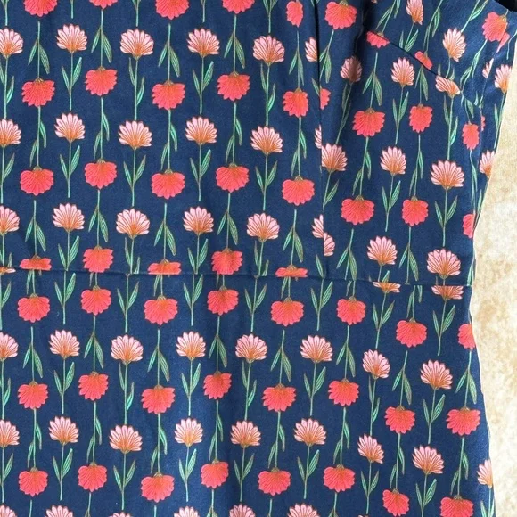 J. Crew Navy Midi Dress with Pink Floral Print - Picture 2 of 7